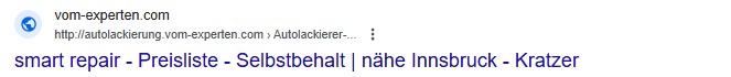 smart repair - Preisliste - Selbstbehalt